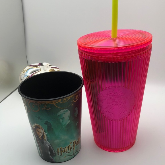 Tumbler & Cup- Starbucks 2023 Dragonfruit Neon Pink Stripe GRANDE & Harry Potter - Picture 17 of 17
